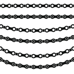 Set of bicycle chain, vector flat illustration, straight, hanging straight

