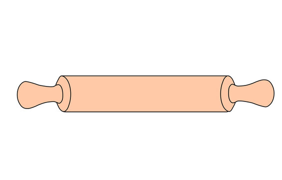 wooden rolling pin, light brown, simple clip art preview