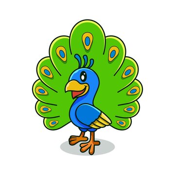 Peacock mascot character logo design vector illustration