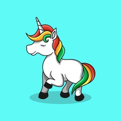 unicorn mascot character logo design vector illustration