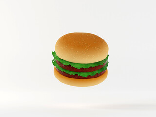 burger isolated texture on background 3d rendering