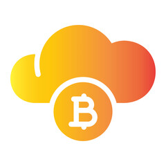 bitcoin cloud flat gradient icon