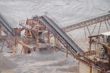 Conveyor system for mining in a limestone quarry.