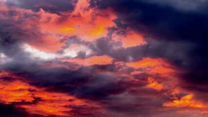Dramatic sky with beautiful clouds at sunset. beauty of nature