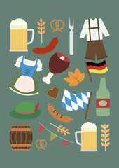 Oktoberfest Illustrated Vector Icon Set