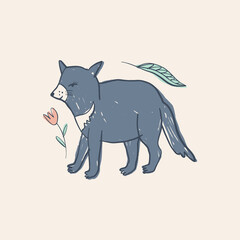 Cute baby Tasmanian devil Australian animal cartoon doodle kids style drawing.