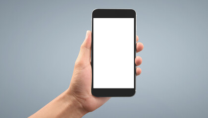 Hand holding smartphone device