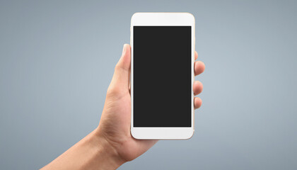 Hand holding smartphone device