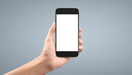 Hand holding smartphone device