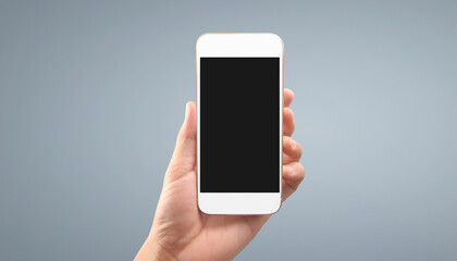 Hand holding smartphone device