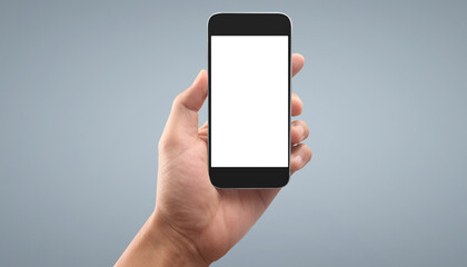 Hand holding smartphone device