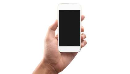 Hand holding smartphone device