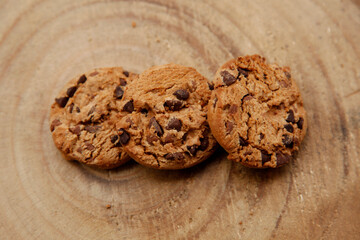 Some food in a wood background. Cookies. 