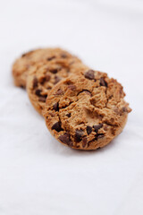 Some food in a white background.  Cookies. 