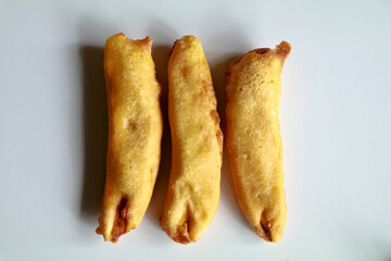 Pazhampori, a traditional Kerala tea time snack made of maida and sliced ripe banana, selective focus