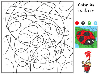 Ladybug. Color by numbers. Coloring book