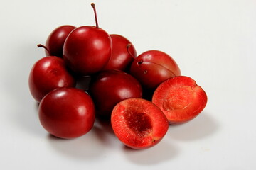 Prunus cerasifera var. pissardii or Spidola plum - Caucasian plum variety bred in Latvia. A small red plum