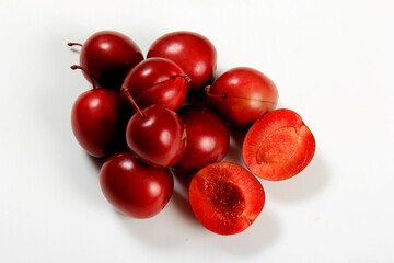 Prunus cerasifera var. pissardii or Spidola plum - Caucasian plum variety bred in Latvia. A small red plum