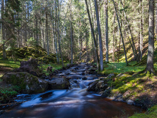 Obraz premium Hassafall Waterfall near Jönköping, Halland, Sweden