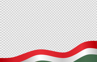Naklejka premium Waving flag of Hungary isolated on png or transparent background,Symbol of Hungary,template for banner,card,advertising ,promote, vector illustration top gold medal sport winner country