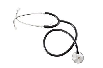 Stethoscope, medical diagnostic device for listening to sounds, isolated on white background with clipping path.