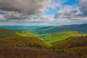 View of the Charlottesville Reservoir and Appalachians from Skyline Drive in Shenandoah National Park, Virginia.