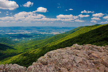 View of the Shenandoah Valley from Crescent Rock, Shenandoah National Park, Virginia.