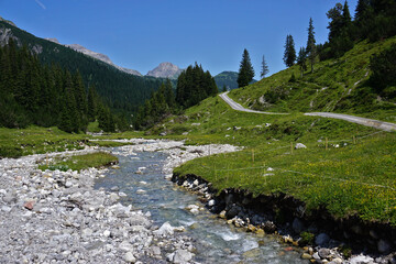 Lechquellengebirge, Formarinbach im Zugertal bei Lech-Zug, Vorarlberg, Österreich