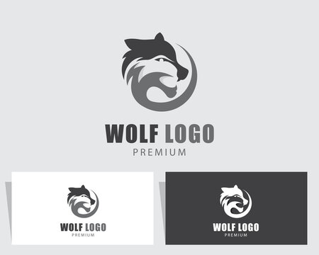 wolf logo creative design template head circle
