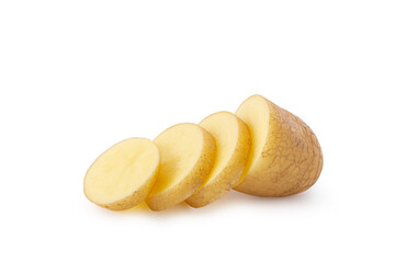 raw potatoes slice isolated on white background.