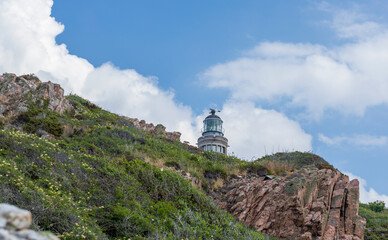 Kullens Fyr, the lighthouse at Kullaberg coastline cape in Scania, Sweden