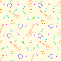 Fototapeta na wymiar Seamless pattern on the theme of music. Vector illustration.
