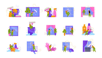 Window Cleaning Icon Set