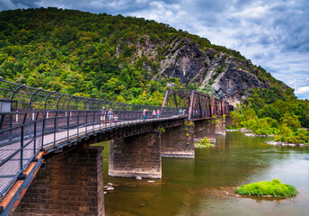 Photo of Harpers Ferry Railroad and Footbridge, Harpers Ferry, West Virginia USA