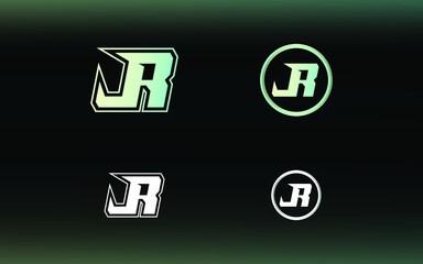 Initials JR logo with a bright color is suitable for E sports teams and others