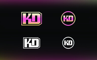 Initials KD logo with a bright color is suitable for E sports teams and others