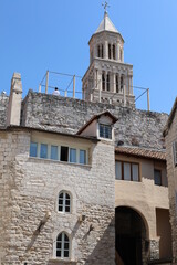 Scenic view of  street in the old town. Man ad woman together sightseeing old city in Split, Croatia