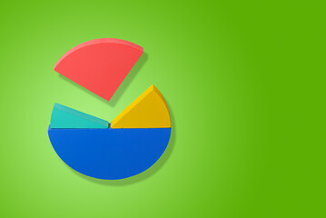Round pie graph, a diagram of the sectors of a circle, painted in different colors, the concept of...