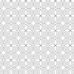 Black and white seamless tile pattern, linear design. Geometric seamless repetitive vector circle shapes background.