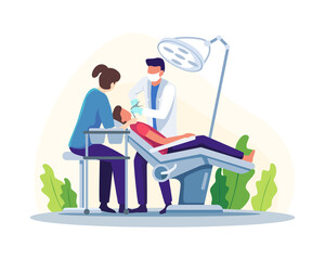 Fototapeta premium Dentist examining or treating patient teeth