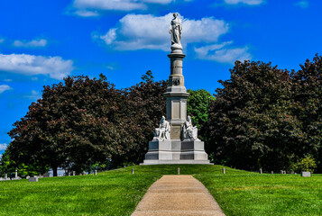 Obraz premium Photo of Monument to the Civil War Soldier, Gettysburg National Cemetery, Pennsylvania USA