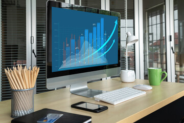Business visual data analyzing technology by creative computer software