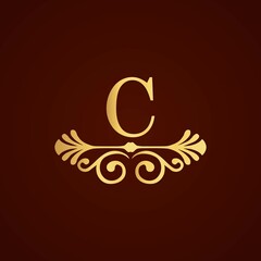 simple alphabet logo royal design golden concept with ornament