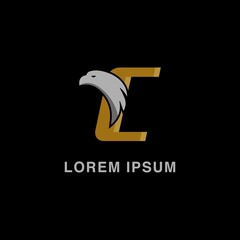 simple alphabet logo sport concept with eagle head combination