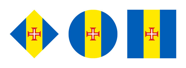 Madeira flag icon set. isolated on white background