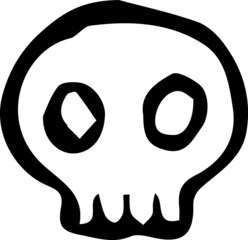 Halloween icons. Doodle skull illustration. Black and white skull.