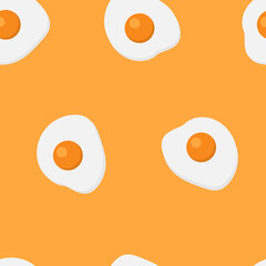 Egg seamless pattern. Egg on an orange background. White and yolk. Vector flat pattern.