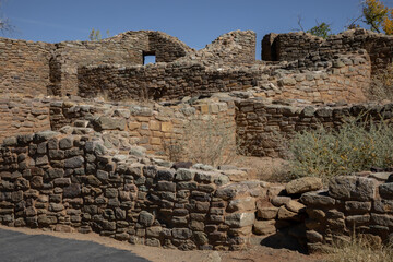 Aztec, NM, USA 08-01-2021 Aztec Ruins National Monument. Aztec ruins, footprint of ancestral Pueblo society.