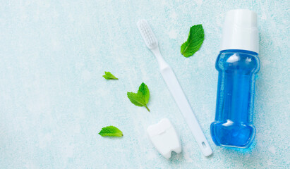 Means for the care of the oral cavity. Toothbrush, mouthwash and dental floss