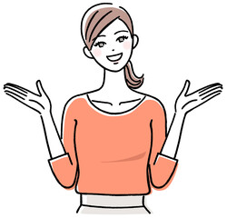 両手を広げて微笑む女性